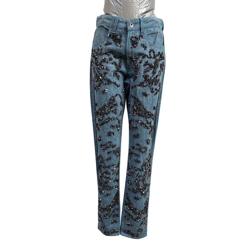 Rag & Bone Rosa Sequined Boyfriend Jeans Women's Size 23 Embellished Blue